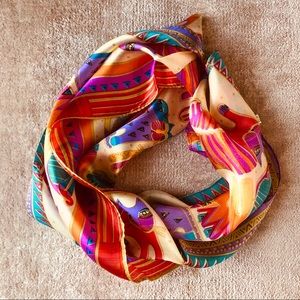 NWOT Lightweight Silk Scarf With Cat Print